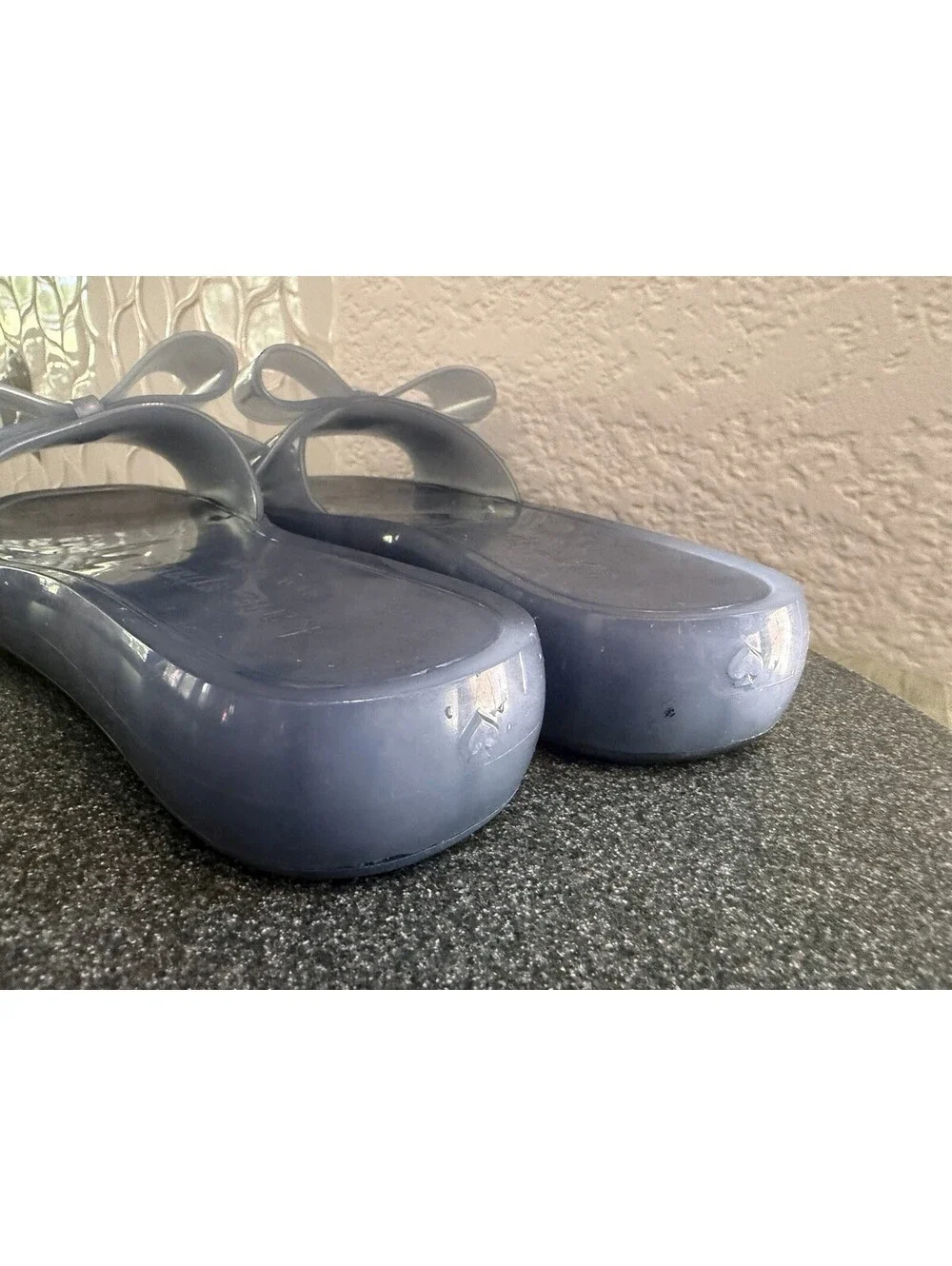 Kate Spade Tie The Knot Jelly Sandals Blue Bow Summer Flip Flops Womens Size 7
